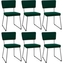 Kit 06 Cadeiras Decorativas Estofada Base De Aço Allana L02 Bouclê Verde - Lyam Decor