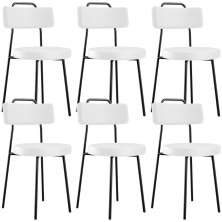 Kit 06 Cadeiras Decorativas Estofada Para Sala De Jantar Barcelona L02 Facto Branco - Lyam Decor