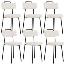 Kit 06 Cadeiras Decorativas Estofada Para Sala De Jantar Barcelona L02 Linho Cru - Lyam Decor