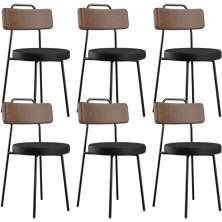 Kit 06 Cadeiras Decorativas Estofada Para Sala Jantar Barcelona L02 Couríssimo Marrom Preto - Lyam