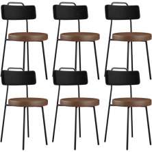 Kit 06 Cadeiras Decorativas Estofada Para Sala Jantar Barcelona L02 Couríssimo Preto Marrom - Lyam