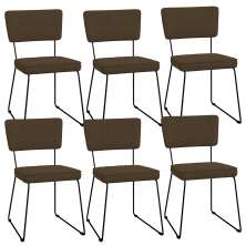 Kit 06 Cadeiras Decorativas Para Sala De Jantar Allana L02 Suede Marrom - Lyam Decor