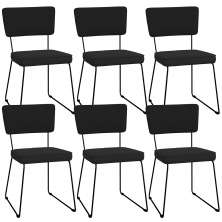 Kit 06 Cadeiras Decorativas Para Sala De Jantar Allana L02 Suede Preto - Lyam Decor