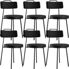 Kit 06 Cadeiras Decorativas Para Sala De Jantar Barcelona L02 Couríssimo Preto - Lyam Decor