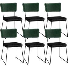 Kit 06 Cadeiras Decorativas Sala Jantar Allana L02 Facto Verde Musgo Couríssimo Preto - Lyam Decor