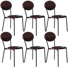 Kit 06 Cadeiras Estofada Para Sala de Jantar Azuri Preto C01 Courino Café - Lyam Decor