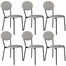 Kit 06 Cadeiras Estofada Para Sala de Jantar Azuri Preto C01 Courino Off White - Lyam Decor