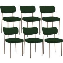 Kit 06 Cadeiras Estofadas Para Sala De Jantar Melina Base Arena L02 Suede Verde Musgo - Lyam Decor
