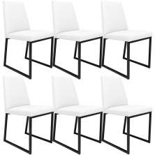 Kit 06 Cadeiras Para Sala De Jantar Base Aço Industrial Preto Dafne L02 Corano Branco - Lyam Decor