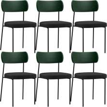 Kit 06 Cadeiras Para Sala De Jantar Melina L02 Facto Verde Musgo Linho Chumbo - Lyam Decor