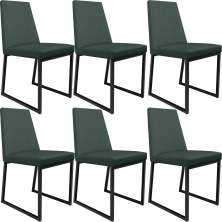 Kit 06 Cadeiras Para Sala Jantar Base Aço Industrial Preto Dafne L02 Linho Verde Musgo - Lyam Decor