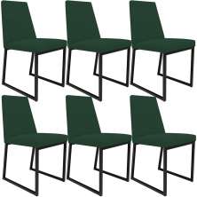 Kit 06 Cadeiras Para Sala Jantar Base Aço Industrial Preto Dafne L02 Suede Verde Musgo - Lyam Decor