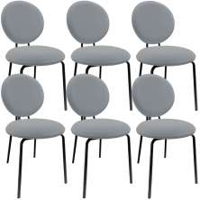 Kit 06 Cadeiras Para Sala de Jantar Cozinha Évora L02 Bouclê Cinza - Lyam