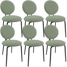 Kit 06 Cadeiras Para Sala de Jantar Cozinha Évora L02 Bouclê Oliva - Lyam