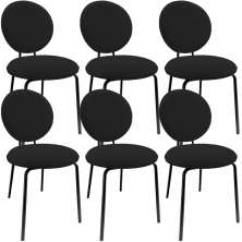 Kit 06 Cadeiras Para Sala de Jantar Cozinha Évora L02 Bouclê Preto - Lyam