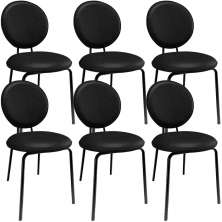 Kit 06 Cadeiras Para Sala de Jantar Cozinha Évora L02 Couríssimo Preto - Lyam