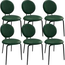 Kit 06 Cadeiras Para Sala de Jantar Cozinha Évora L02 Couríssimo Verde Musgo - Lyam