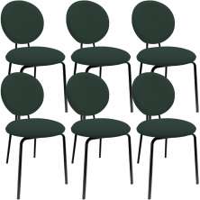 Kit 06 Cadeiras Para Sala de Jantar Cozinha Évora L02 Suede Verde Musgo - Lyam