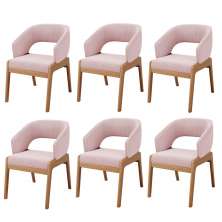 Kit 06 Cadeiras de Jantar e Estar Living Estofada Lince L02 Bouclê Rosê - Lyam Decor