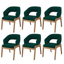 Kit 06 Cadeiras de Jantar e Estar Living Estofada Lince L02 Bouclê Verde - Lyam Decor