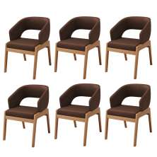 Kit 06 Cadeiras de Jantar e Estar Living Estofada Lince L02 Couríssimo Marrom - Lyam Decor