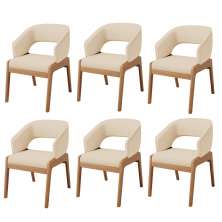 Kit 06 Cadeiras de Jantar e Estar Living Estofada Lince L02 Linho Bege Escuro - Lyam Decor