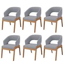 Kit 06 Cadeiras de Jantar e Estar Living Estofada Lince L02 Suede Cinza - Lyam Decor