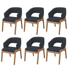 Kit 06 Cadeiras de Jantar e Estar Living Estofada Lince L02 Suede Preto - Lyam Decor