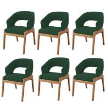 Kit 06 Cadeiras de Jantar e Estar Living Estofada Lince L02 Suede Verde Musgo - Lyam Decor