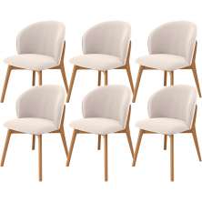 Kit 06 Cadeiras de Jantar e Estar Living Estofada Mia L02 Suede Bege - Lyam Decor
