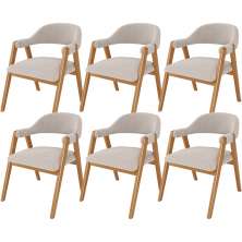 Kit 06 Cadeiras de Jantar e Estar Living Estofada Nadja L02 Bouclê Bege - Lyam Decor