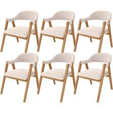 Kit 06 Cadeiras de Jantar e Estar Living Estofada Nadja L02 Suede Bege - Lyam Decor