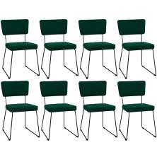 Kit 08 Cadeiras Decorativas Estofada Base De Aço Allana L02 Bouclê Verde - Lyam Decor