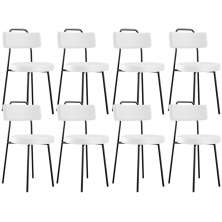 Kit 08 Cadeiras Decorativas Estofada Para Sala De Jantar Barcelona L02 Facto Branco - Lyam Decor