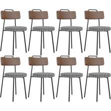 Kit 08 Cadeiras Decorativas Estofada Sala Jantar Barcelona L02 Couríssimo Marrom Pied Poule - Lyam
