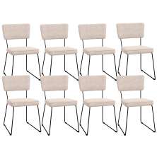 Kit 08 Cadeiras Decorativas Para Sala De Jantar Allana L02 Suede Bege - Lyam Decor