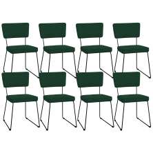 Kit 08 Cadeiras Decorativas Para Sala De Jantar Allana L02 Suede Verde Musgo - Lyam Decor