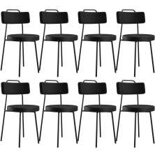 Kit 08 Cadeiras Decorativas Para Sala De Jantar Barcelona L02 Couríssimo Preto - Lyam Decor