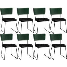 Kit 08 Cadeiras Decorativas Sala Jantar Allana L02 Facto Verde Musgo Couríssimo Preto - Lyam Decor