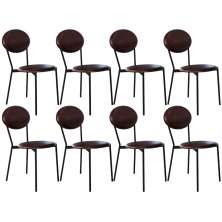 Kit 08 Cadeiras Estofada Para Sala de Jantar Azuri Preto C01 Courino Café - Lyam Decor