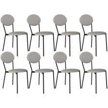 Kit 08 Cadeiras Estofada Para Sala de Jantar Azuri Preto C01 Courino Off White - Lyam Decor
