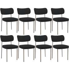 Kit 08 Cadeiras Estofadas Para Sala De Jantar Melina Base Arena L02 Bouclê Preto - Lyam Decor