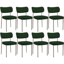 Kit 08 Cadeiras Estofadas Para Sala De Jantar Melina Base Arena L02 Suede Verde Musgo - Lyam Decor