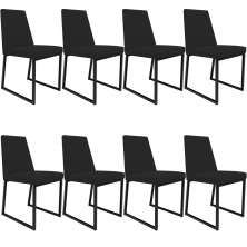 Kit 08 Cadeiras Para Sala De Jantar Base Aço Industrial Preto Dafne L02 Suede Preto - Lyam Decor