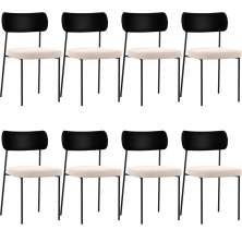 Kit 08 Cadeiras Para Sala De Jantar Melina L02 Couríssimo Preto Suede Bege - Lyam Decor
