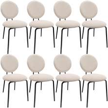 Kit 08 Cadeiras Para Sala de Jantar Cozinha Évora L02 Suede Bege - Lyam