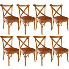 Kit 08 Cadeiras Para Sala de Jantar e Estar Living Estofada Ávila L02 Couríssimo Camel - Lyam