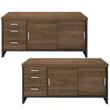 Kit 2 Balcões Multiuso Escritório 2 Portas 3 Gavetas Atria Executiva A02 Charuto Preto - Lyam Decor