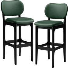 Kit 2 Banquetas Alta Bar Cozinha Sala Jantar Fixa Betta L02 Preto Facto Verde Musgo - Lyam Decor
