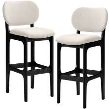 Kit 2 Banquetas Alta Bar Cozinha Sala Jantar Fixa Betta L02 Preto Linho Cru - Lyam Decor